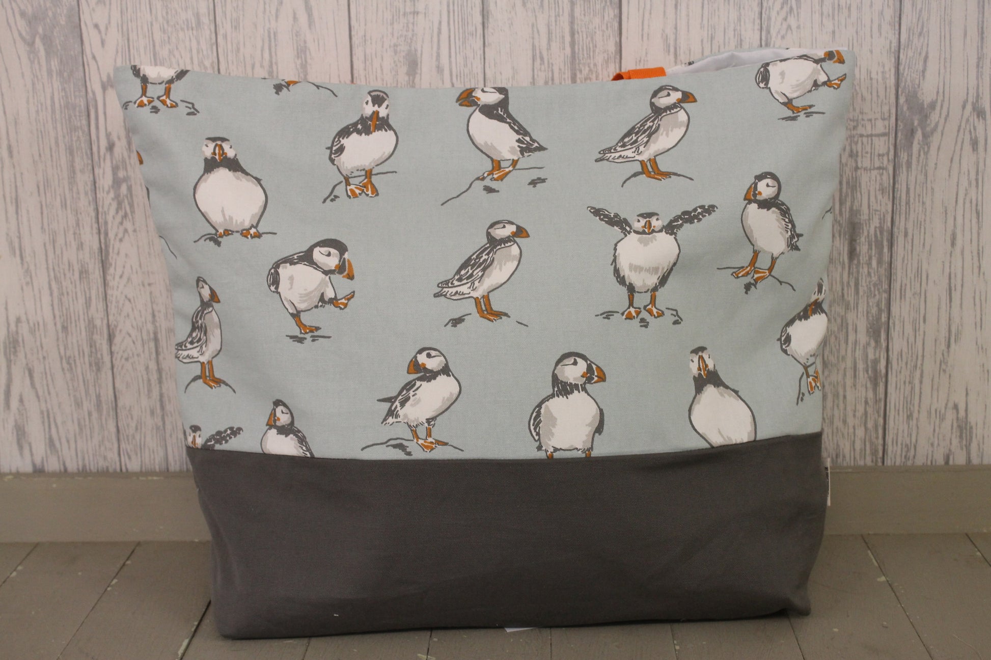 Duck Egg Puffin Beach Bag - Lizzie Dixon Designs