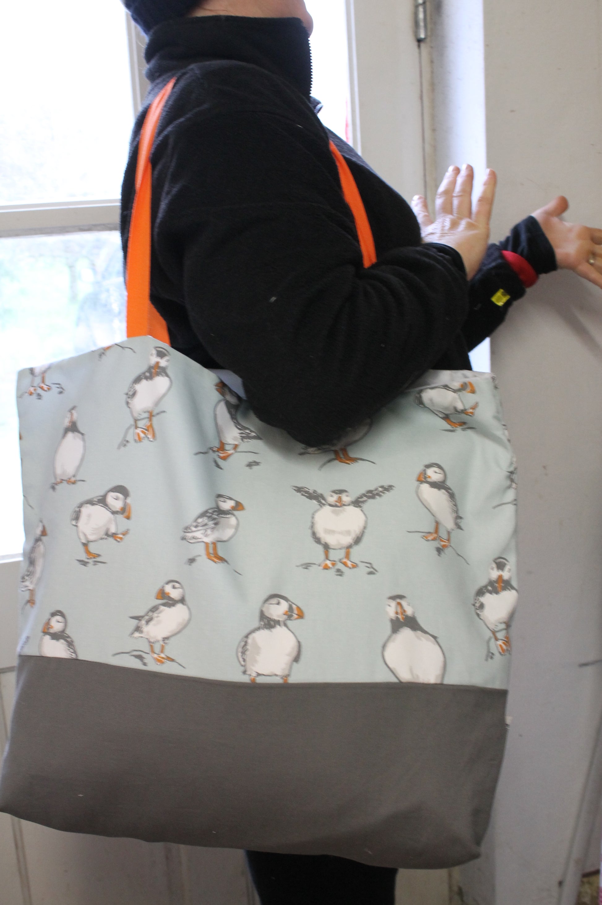 Duck Egg Puffin Beach Bag - Lizzie Dixon Designs