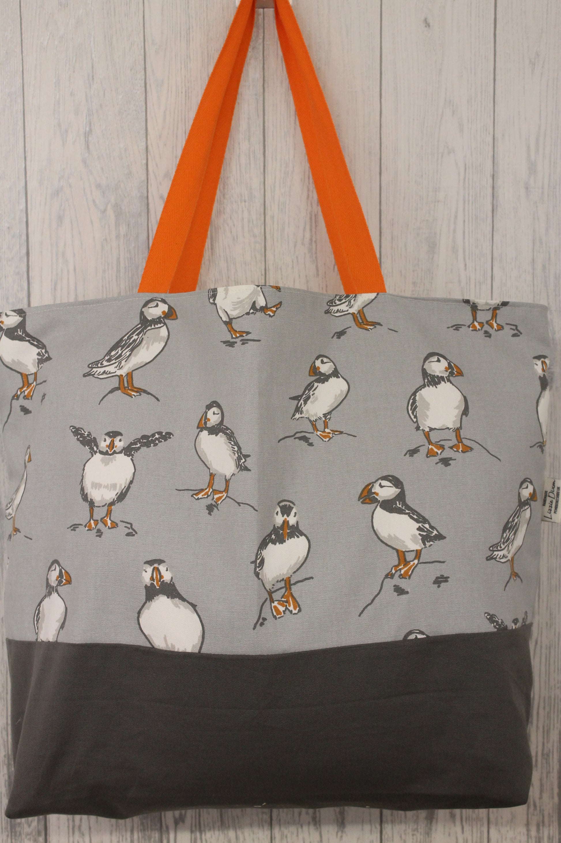 Grey Puffin Beach Bag - Lizzie Dixon Designs