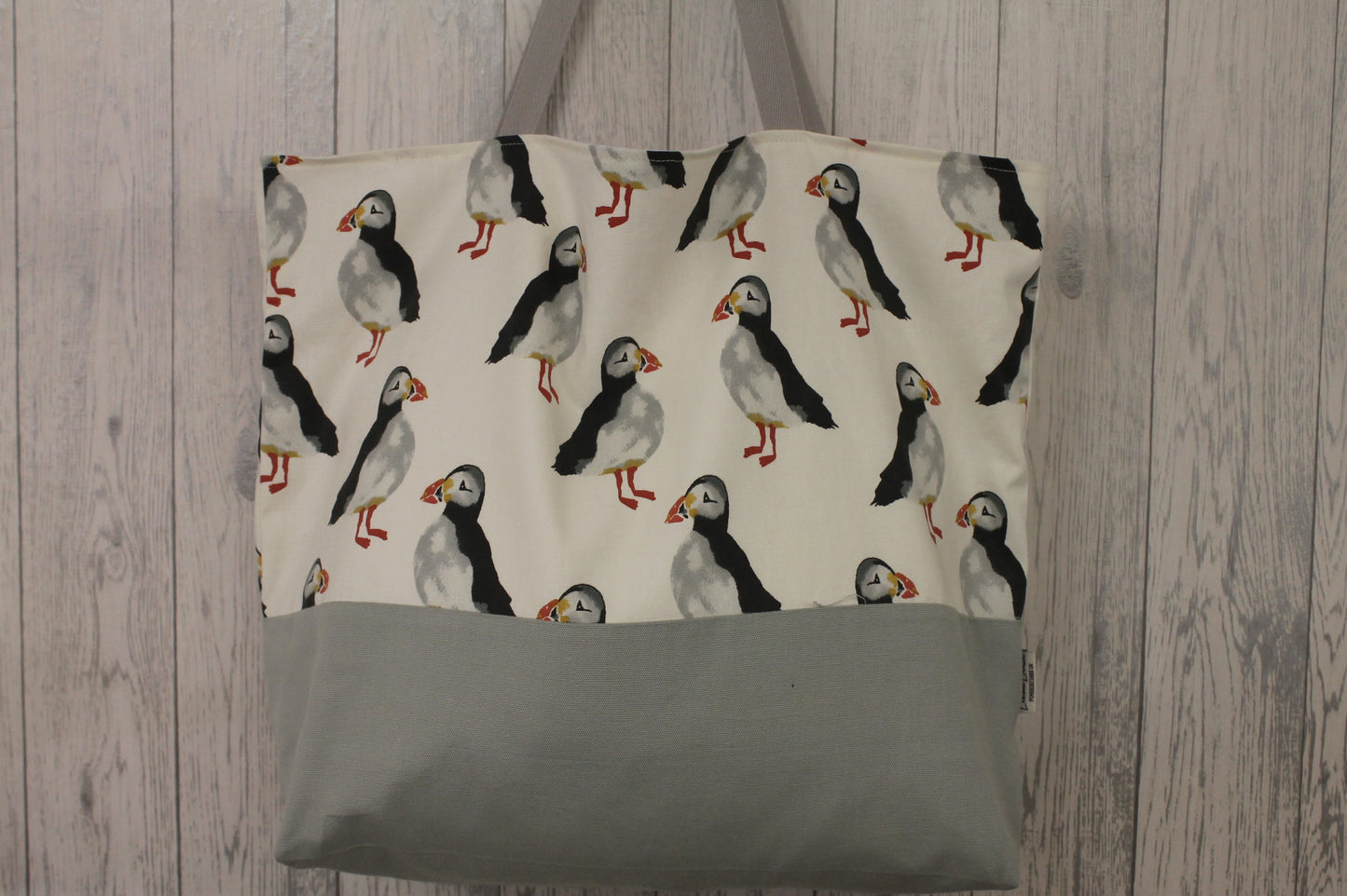 White Puffin Beach Bag - Lizzie Dixon Designs