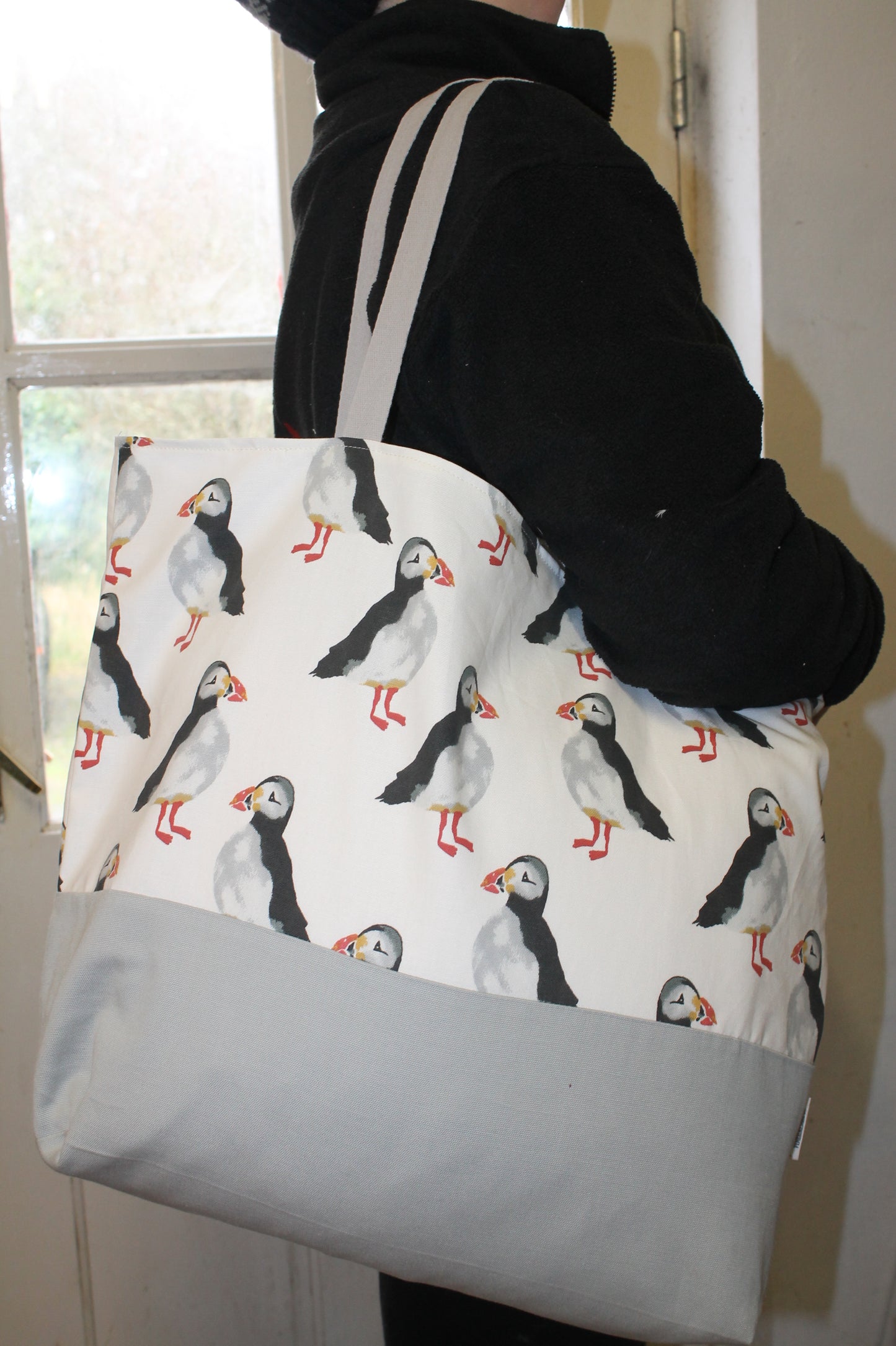 White Puffin Beach Bag - Lizzie Dixon Designs