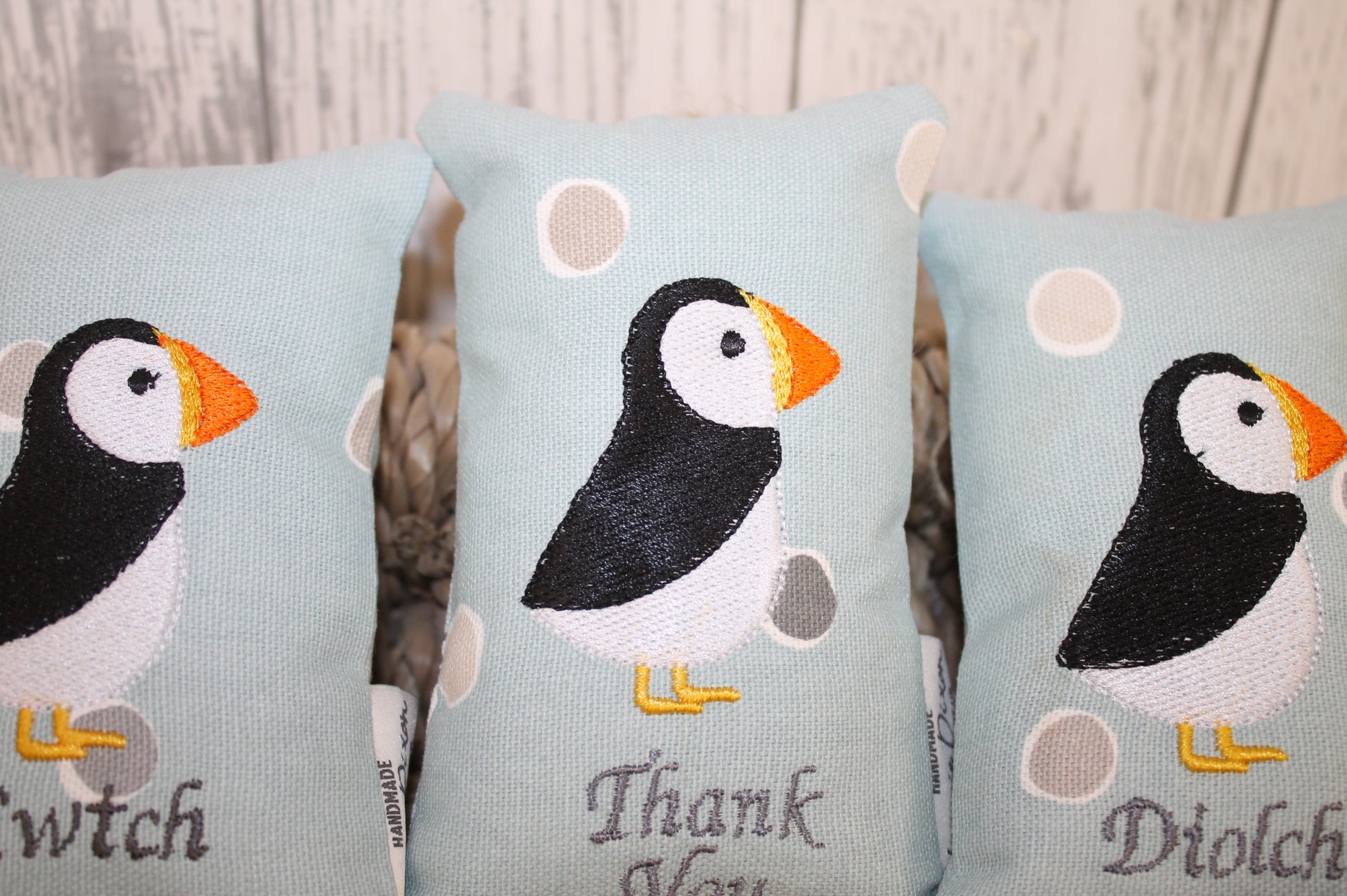 Puffin Hanging Decoration- Diolch/Thank you - Lizzie Dixon Designs