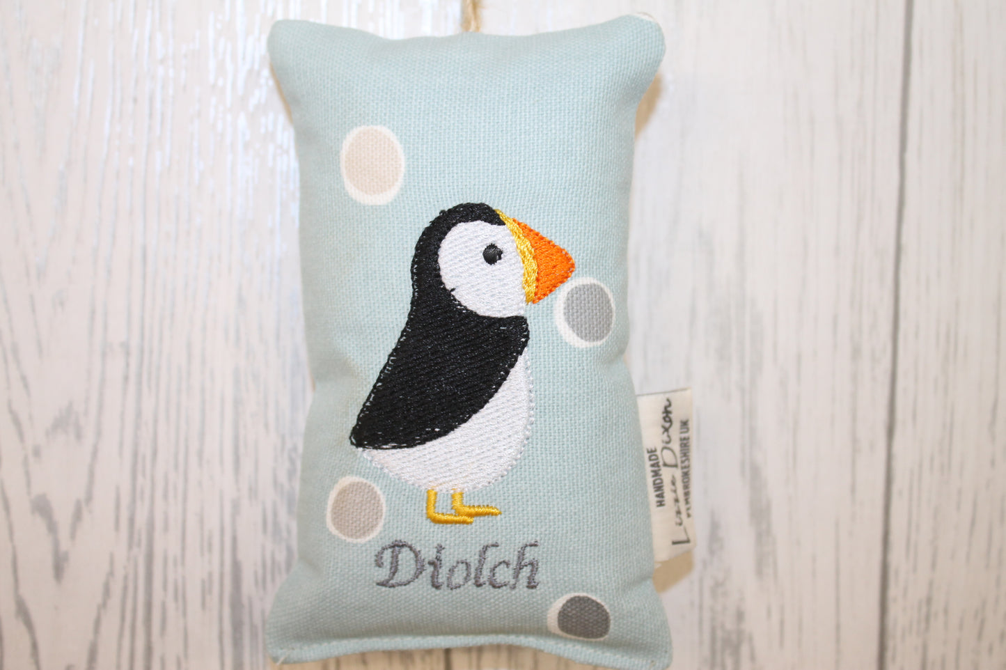 Puffin Hanging Decoration- Diolch/Thank you - Lizzie Dixon Designs