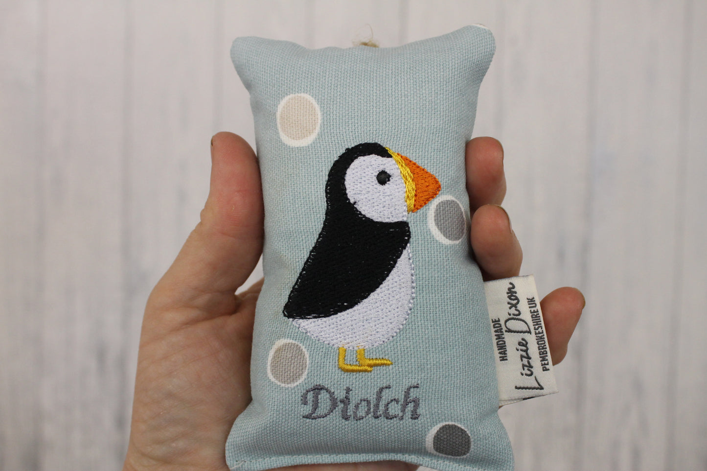 Puffin Hanging Decoration- Diolch/Thank you - Lizzie Dixon Designs