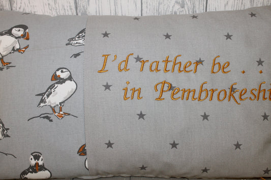 I'd rather be.....  , Where would you rather be...?? Nautical themed 20 x 12 inch personalised cushion