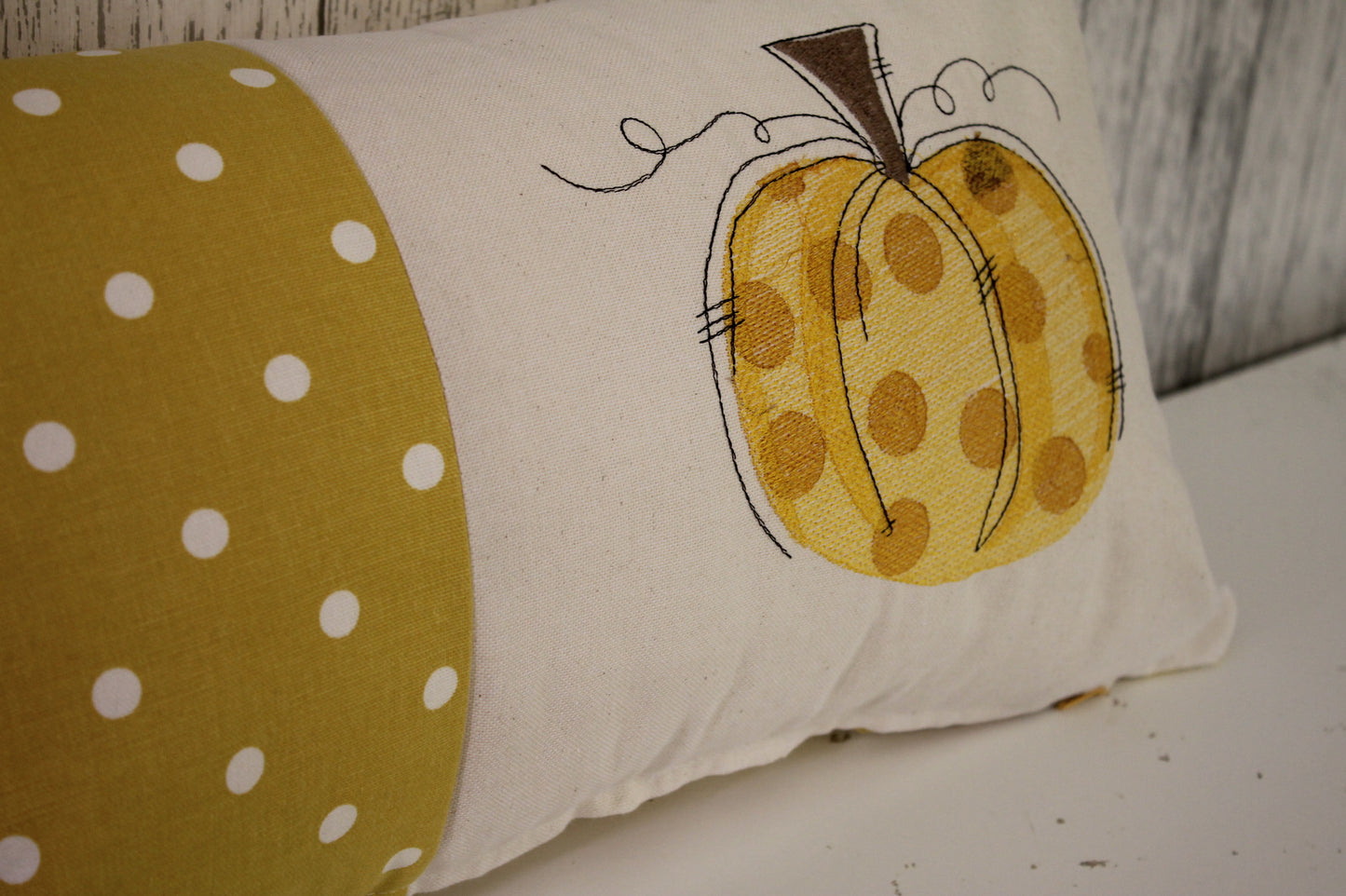 Pumpkin Panel Cushion-Mustard Dotty