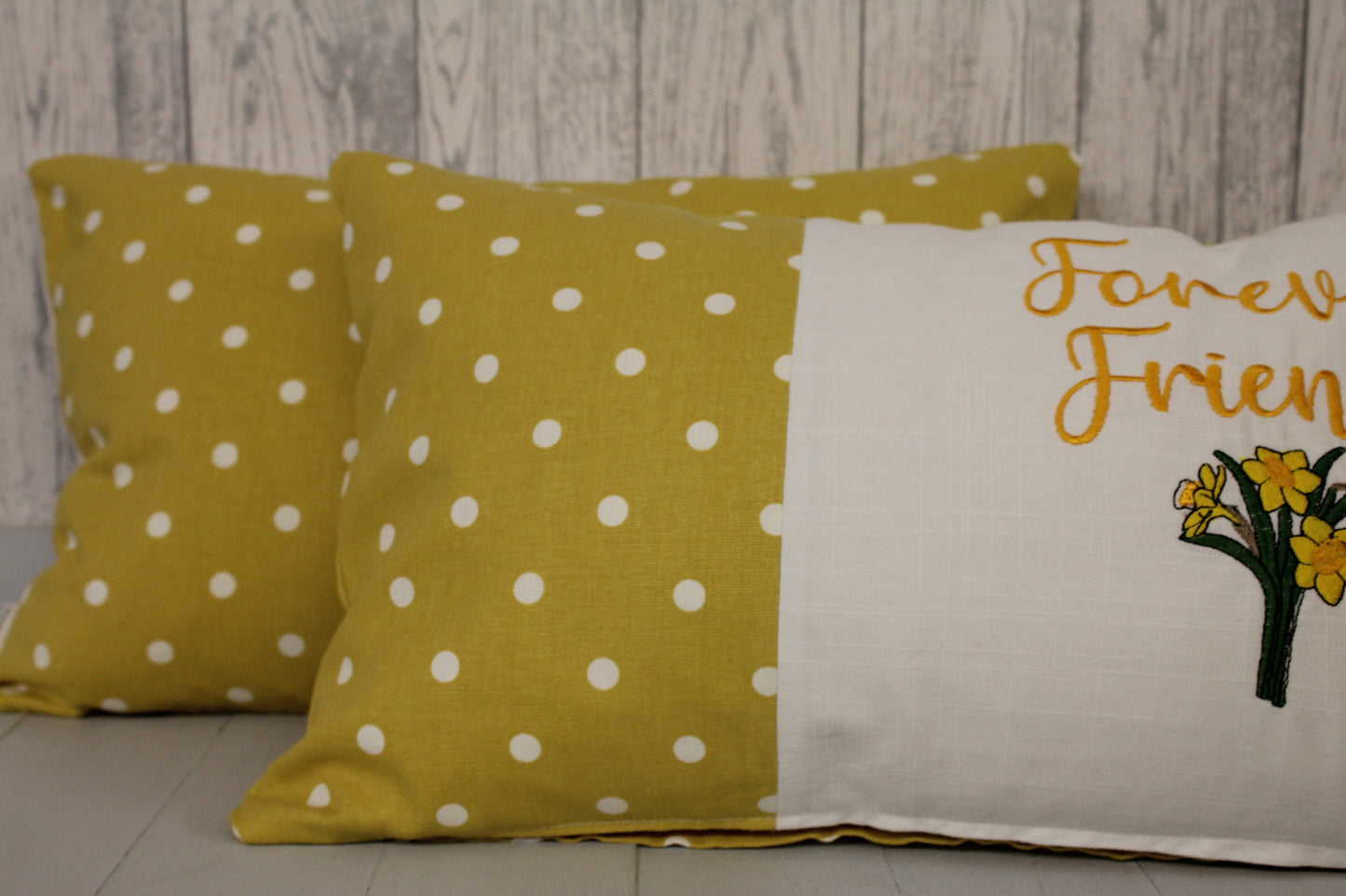 Forever Friends Daffodli Cushion-Mustard Dotty and Cream