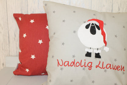 Grey Star Christmas Sheep Wearing Santa hat -