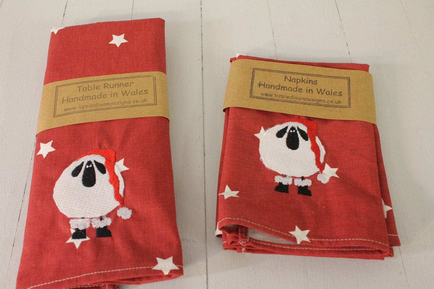 Red Star and Festive Sheep Table Runner