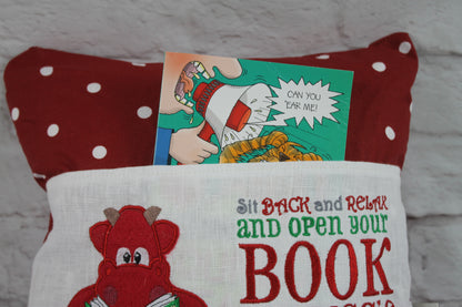 Red Dragon Children's Reading Book Cushion. - Lizzie Dixon Designs