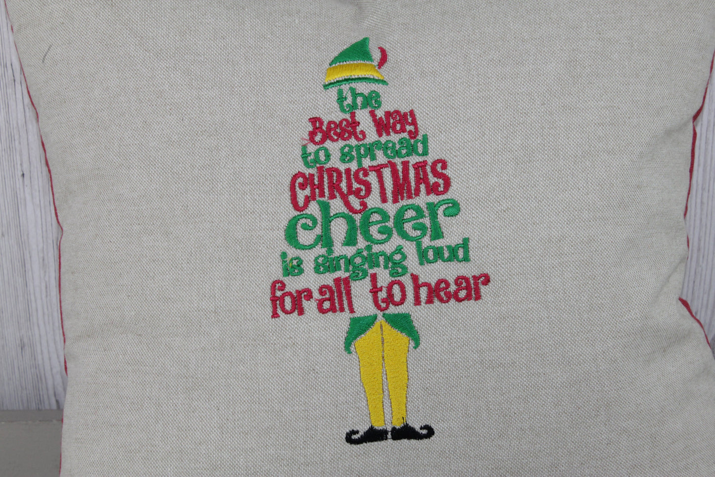 Buddy the Elf inspired Cushion. Best way to spread Christmas cheer. 16" Christmas Cushion.