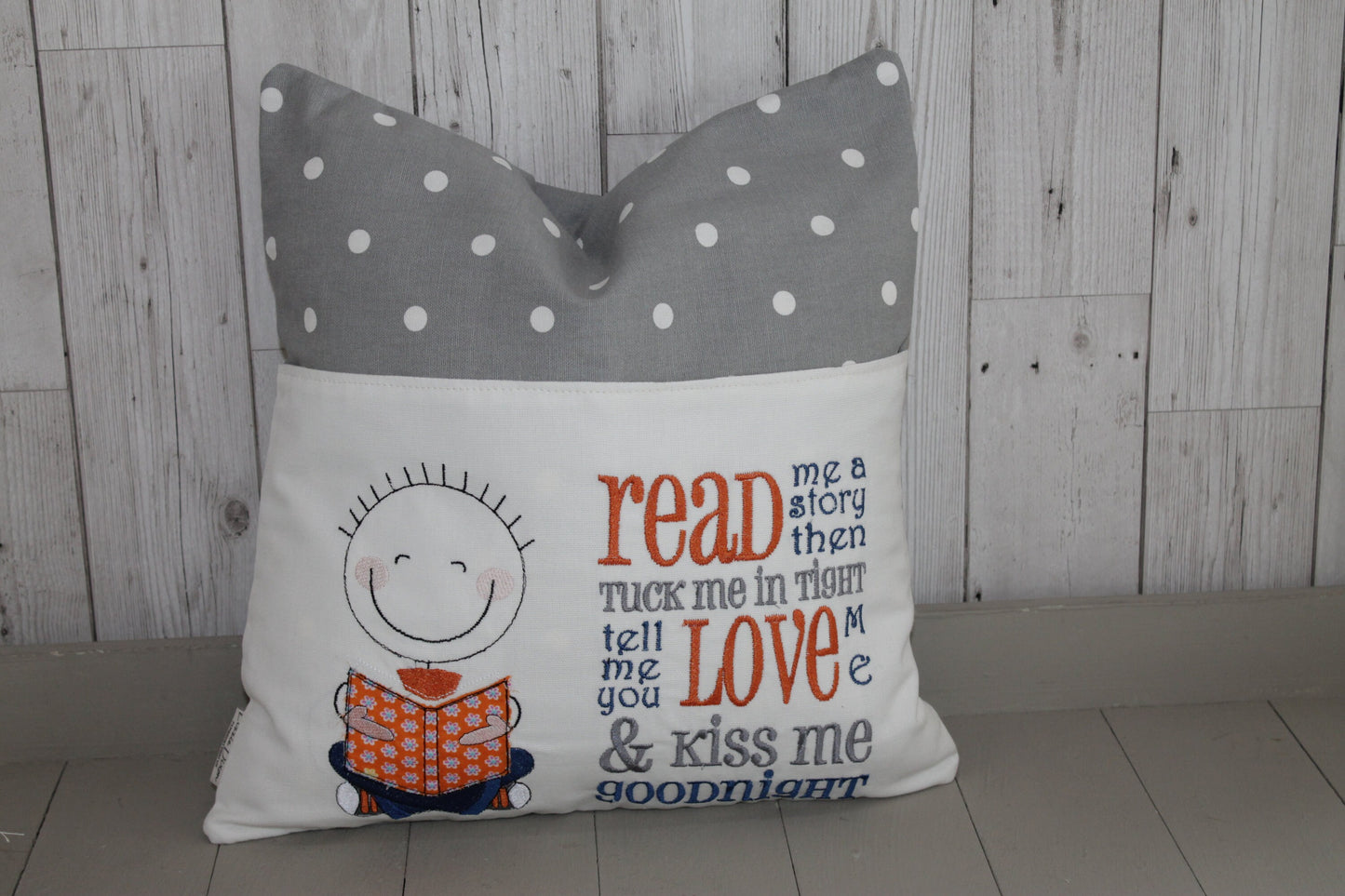 Book Cushion-Children's Reading Pillow~Personalised Cushion with Pocket-Cute little Boy reading Pillow~Book Lovers Gift~Travel Pillow-