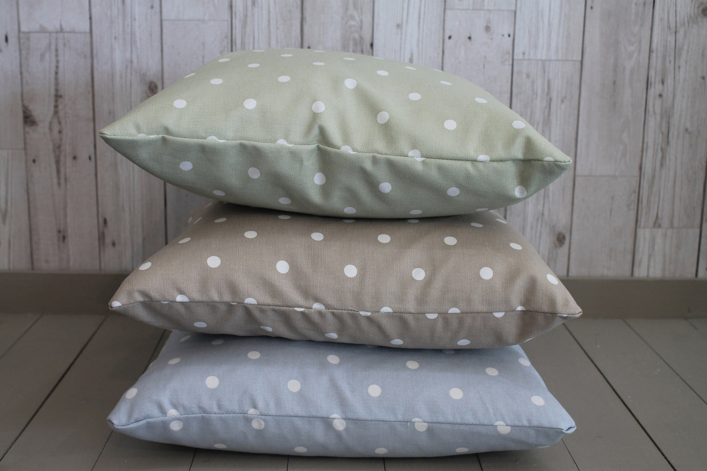 Sage Dotty Cushion 14" x 14" Scatter Cushion-Throw Cushion Polka Dot Cushion -Shabby Chic-cottage chic-Decorative pillow - Scatter pillow,
