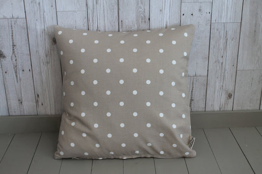 Taupe Dotty Cushion 16"square Cushion-Throw Cushion Polka Dot Cushion -Shabby Chic-cottage chic-Decorative pillow - Double sided