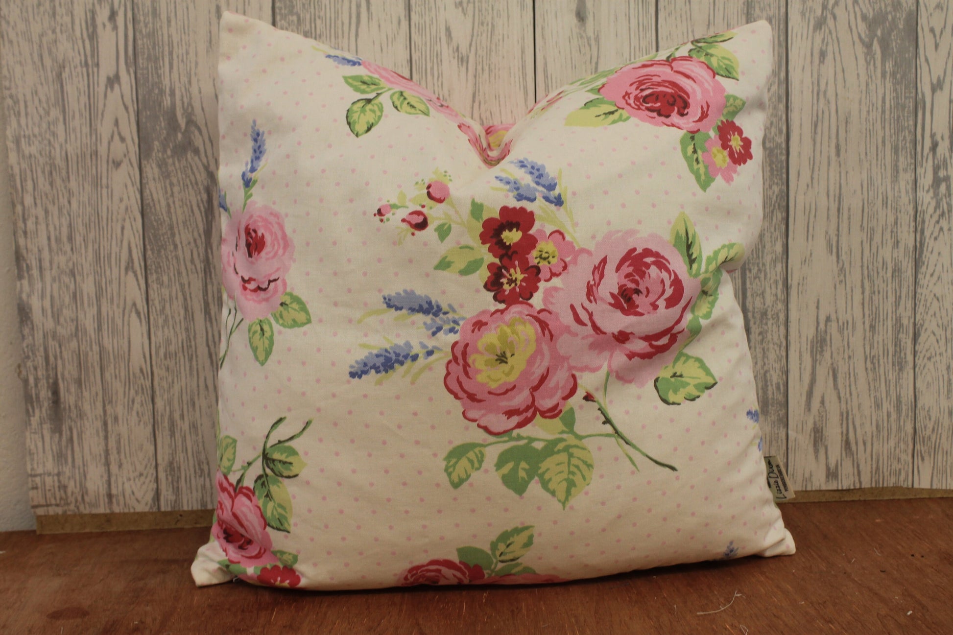 Floral Cushion 16"square cushion -Pink Rose and White Cushion -Shabby Chic-cottage chic-Decorative pillow - Scatter Cushion-double sided