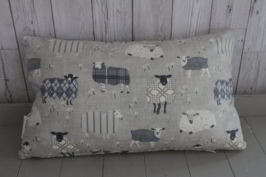 Grey woolly sheep jumper cushion-Lumbar Cushion-Decorative cushion cover scatter pillow-Throw cushion