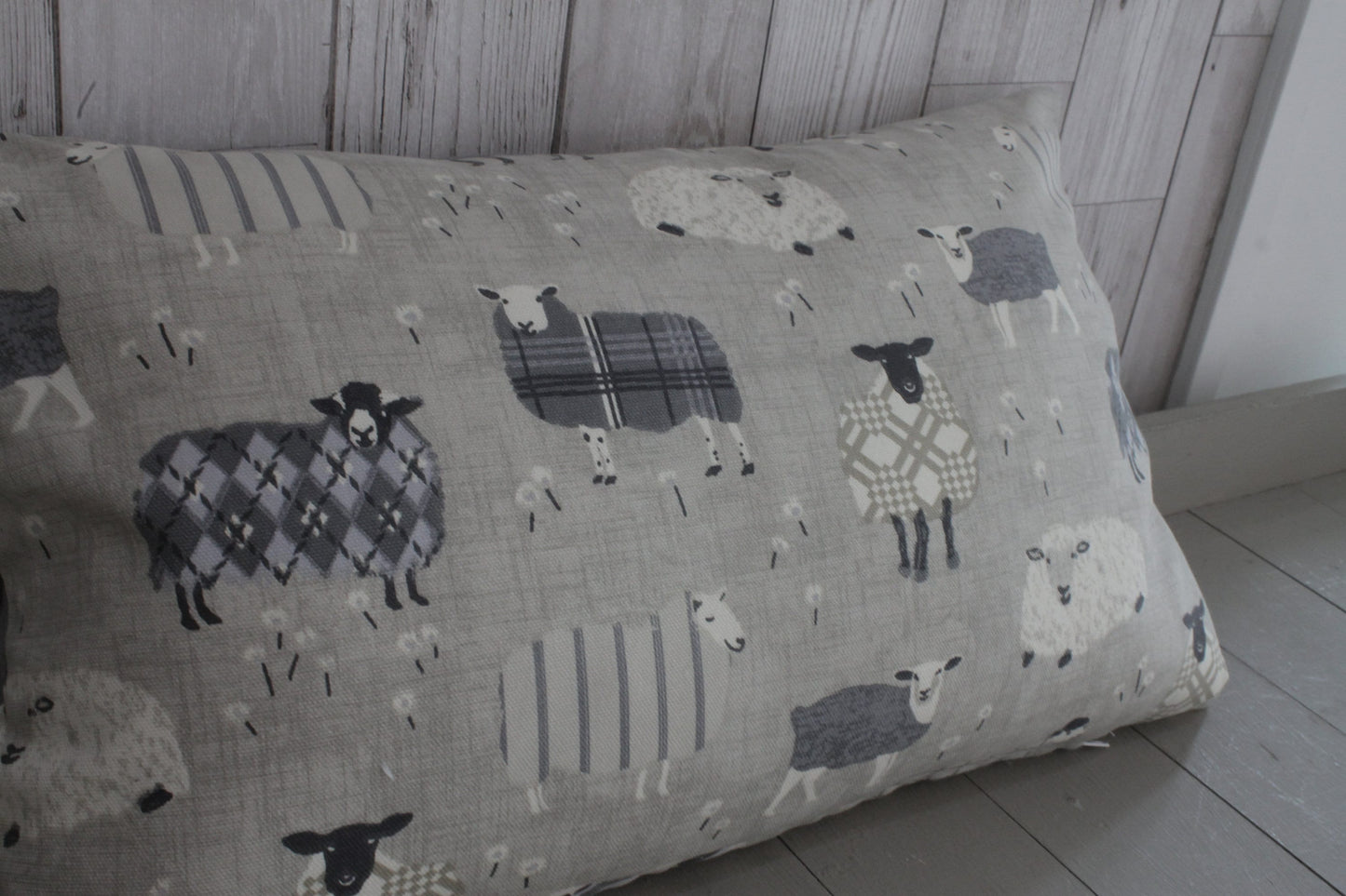 Grey woolly sheep jumper cushion-Lumbar Cushion-Decorative cushion cover scatter pillow-Throw cushion