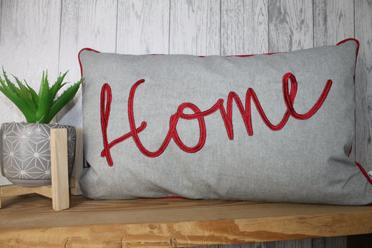 Home Cushion Grey and Red Cushion, New Home Gift ,Piped Cushion Cover, Gift For Friend,Cushion Cover