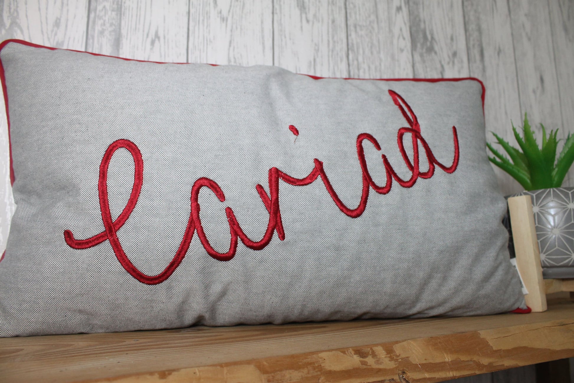 Cariad Cushion cover Grey and Red Valentines Day Gift ,Gift For Her, Gift For Friend,Valentines Day Pillowcase,Valentines Day Cushion Cover