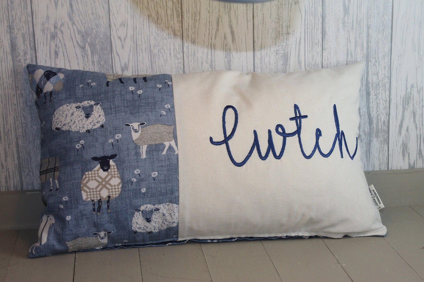 Sheep wearing jumpers-Cwtch Cushion Navy Blue sheep jumper cushion- 20x12" Cushion Cover -Decorative cushion -Throw cushion