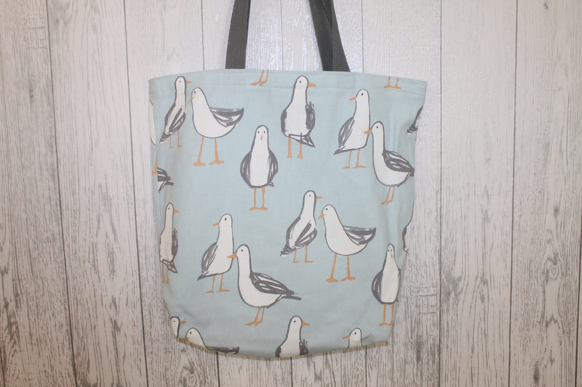 Handmade Seagull Tote Bag- Seagull shoulder Tote Bag- Nautical Bag- Beach bag- Seagull Shoulder bag