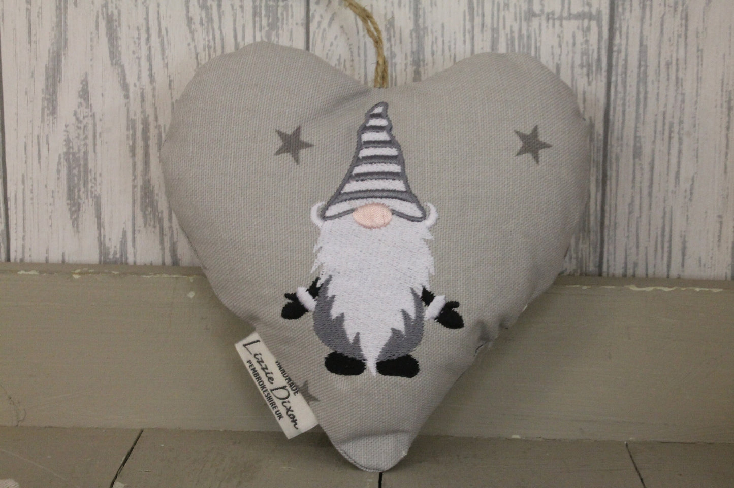 Christmas Gnome Hanging Heart-Festive Gnome hanging heart- Welsh Festive Gnome Nadolig Llawen -Christmas decorative Hanging Ornament