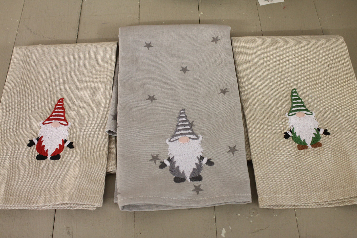 Christmas Napkins - Festive table- Christmas gnome Napkins -Handmade festive Gnome Napkins - Grey Star Fabric Napkins
