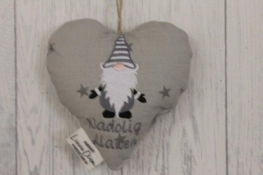 Nadolig llawenChristmas Gnome Hanging Heart-hanging heart- Welsh Festive Gnome Nadolig Llawen -Christmas decorative Hanging Ornament