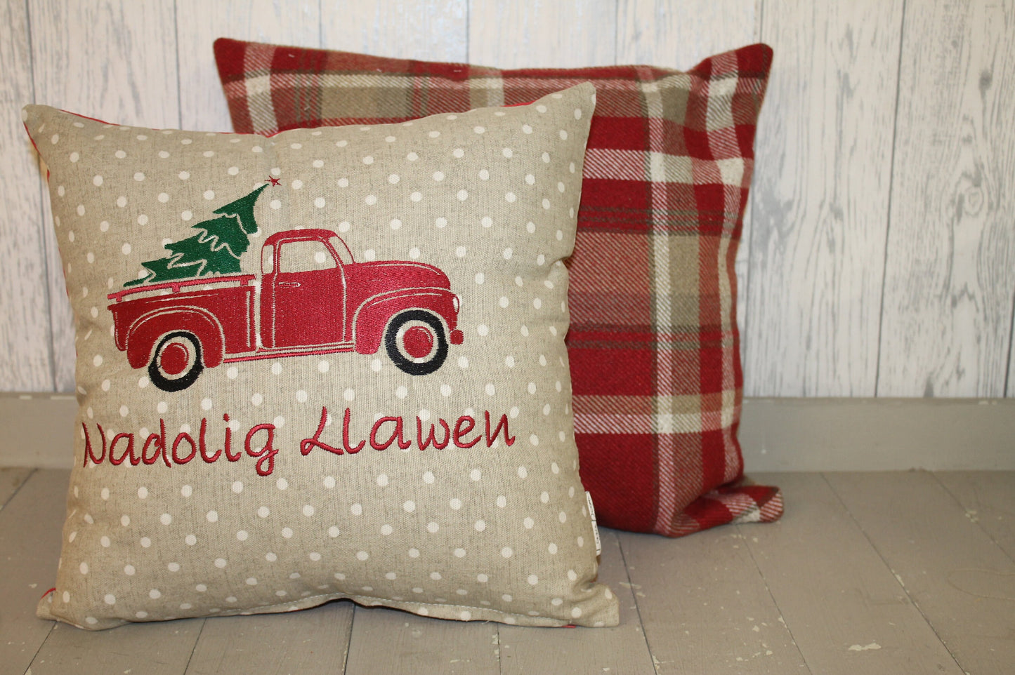 16" Nadolig Llawen Truck festive cushion -