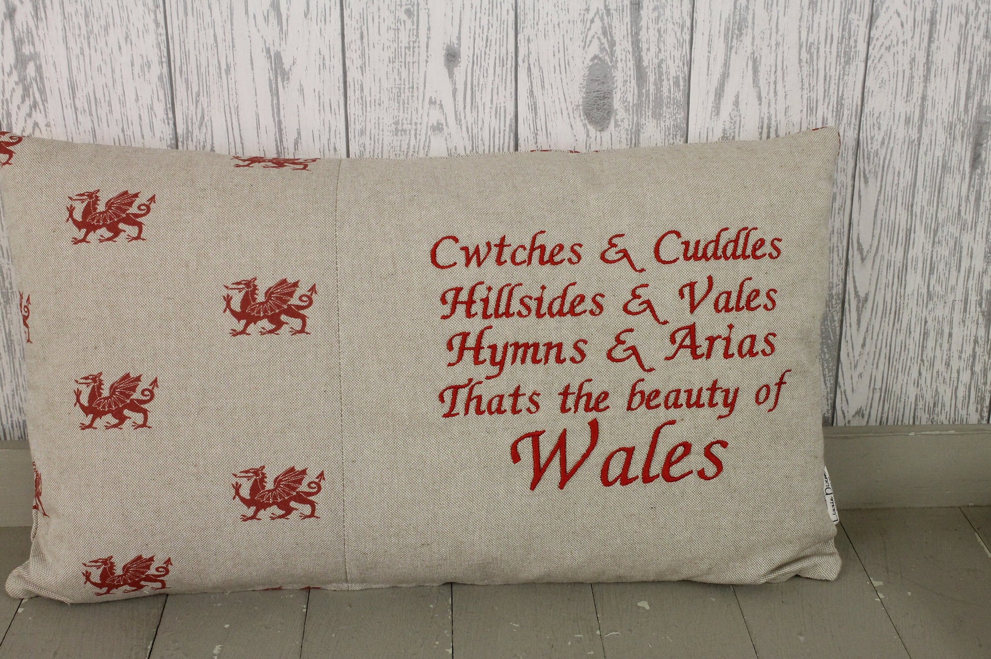 Welsh Quote Cushion- Cwtches & Cuddles Dragon Cushion- Welsh Dragon cushion- Personalised cushion-