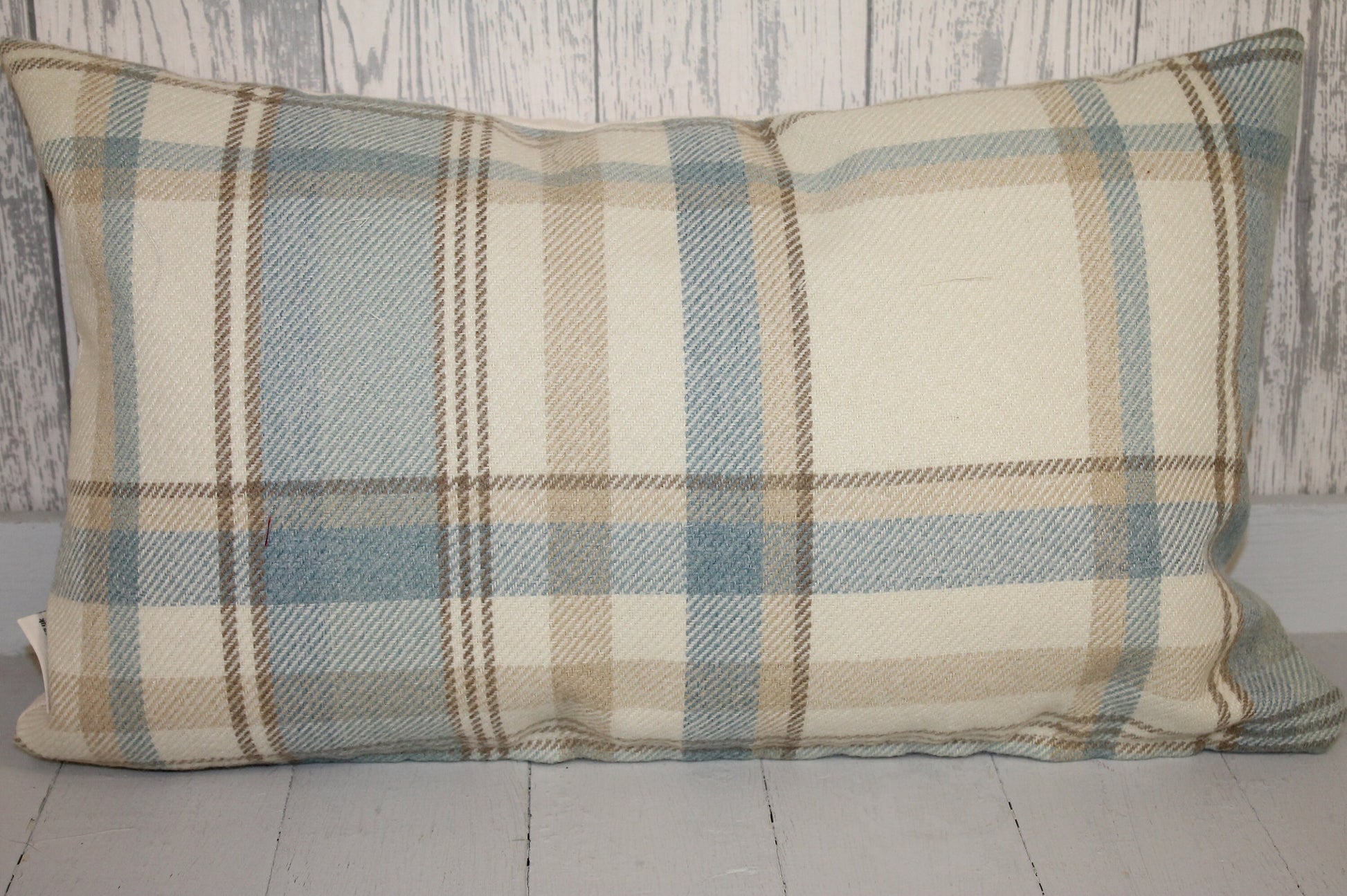 Cwtch Cushion-Personalised Cushion- Quote Cushion-Blue Wool touch & Cream long cushion.