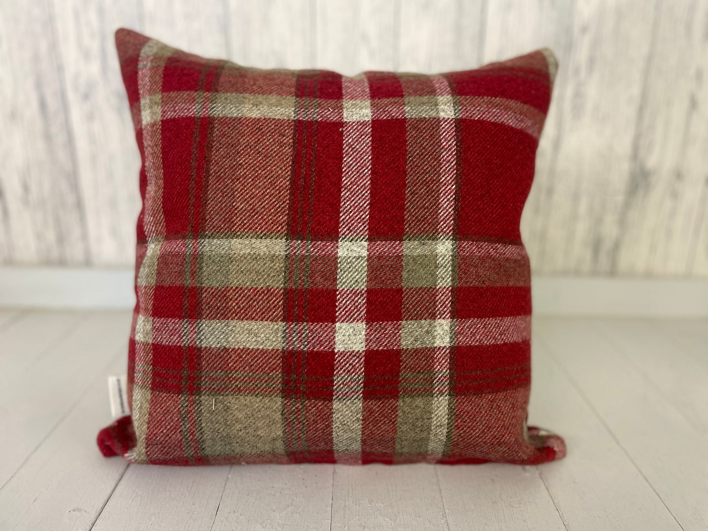16" Red Wool Touch Cwtch Cushion- Cwtch Panel Cushion, Red and Welsh Cushion
