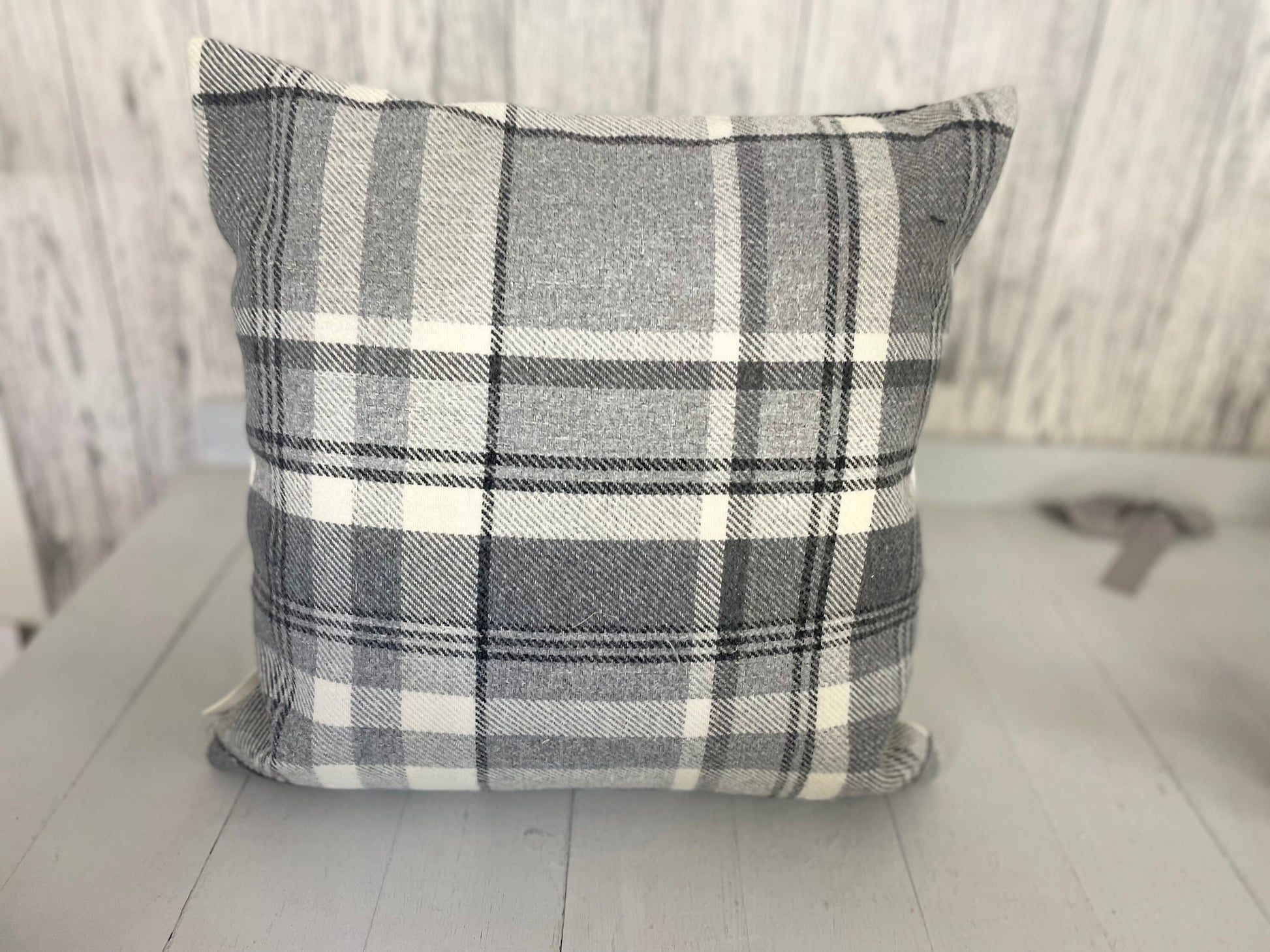 16" Grey Wool Touch Cwtch Cushion- Cwtch Panel Cushion, Grey Welsh Cushion