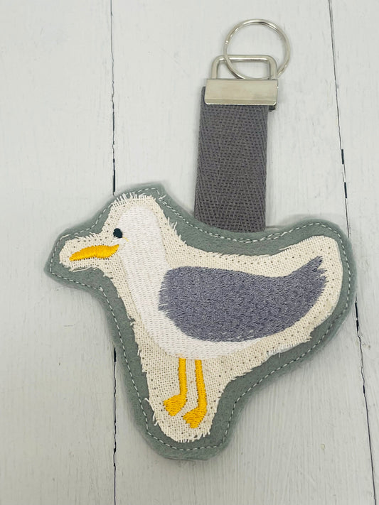 Seagull Keyring. Fabric keychain,