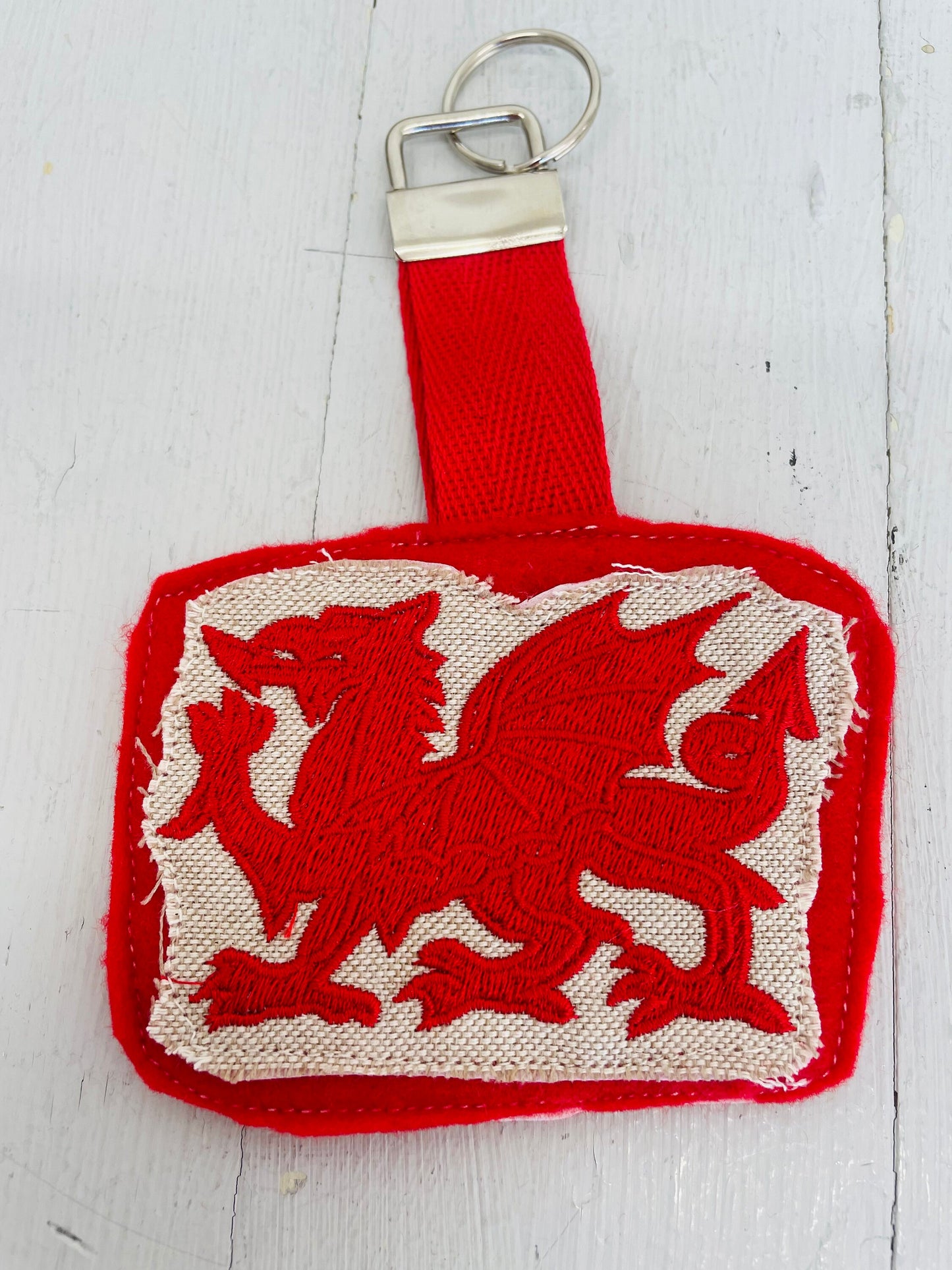 Welsh Dragon keyring . Fabric keychain