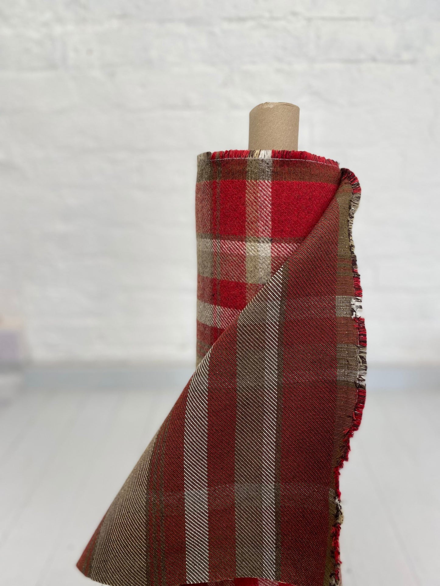 Red wool touch fabric. Balmoral tartan, plaid,check upholstery weight fabric suitable for curtains,cushions,blinds, upholstery and much more