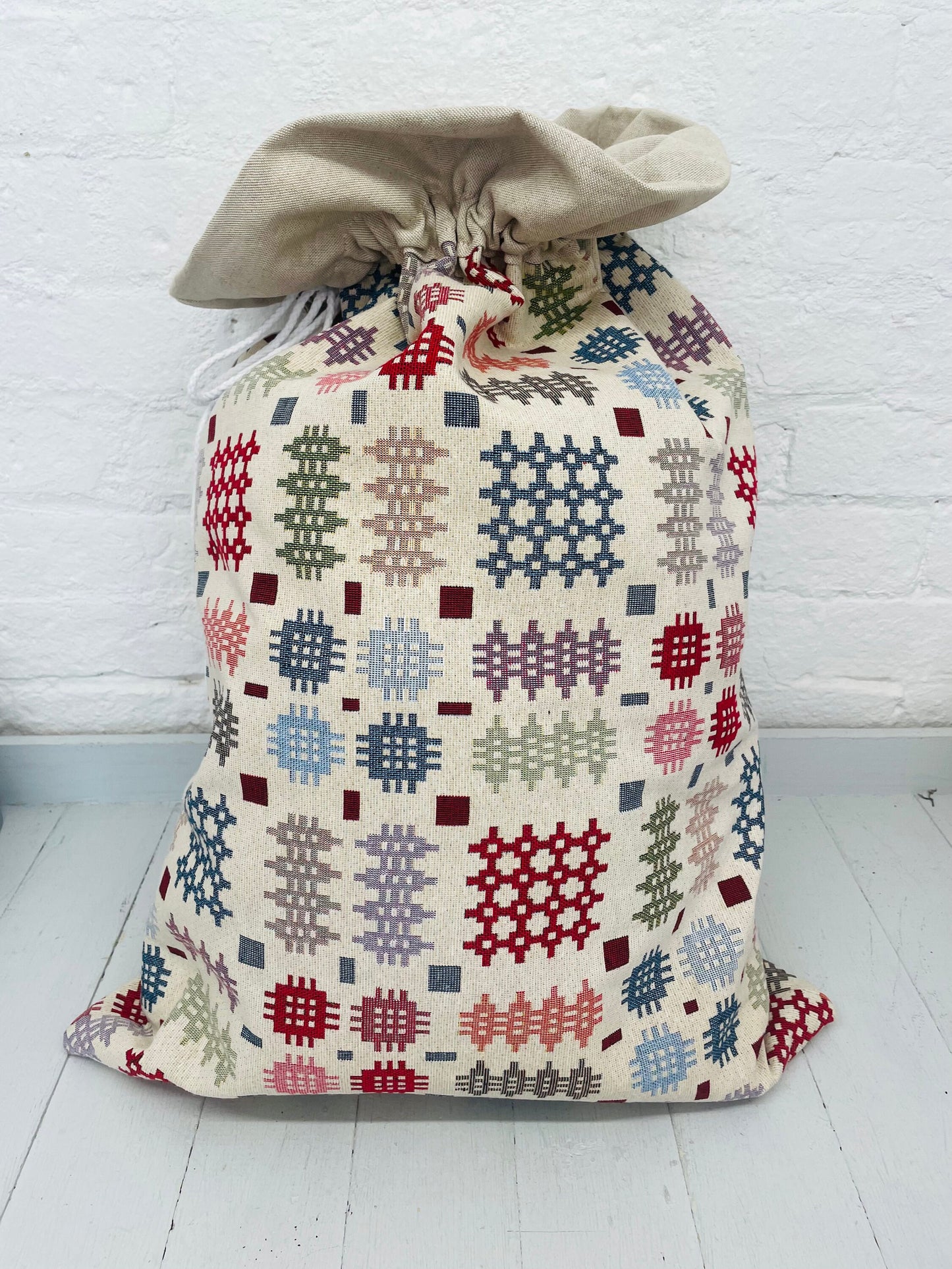 Welsh Blanket Tapestry Christmas Sack Nadolig Llawen- personalised Sack